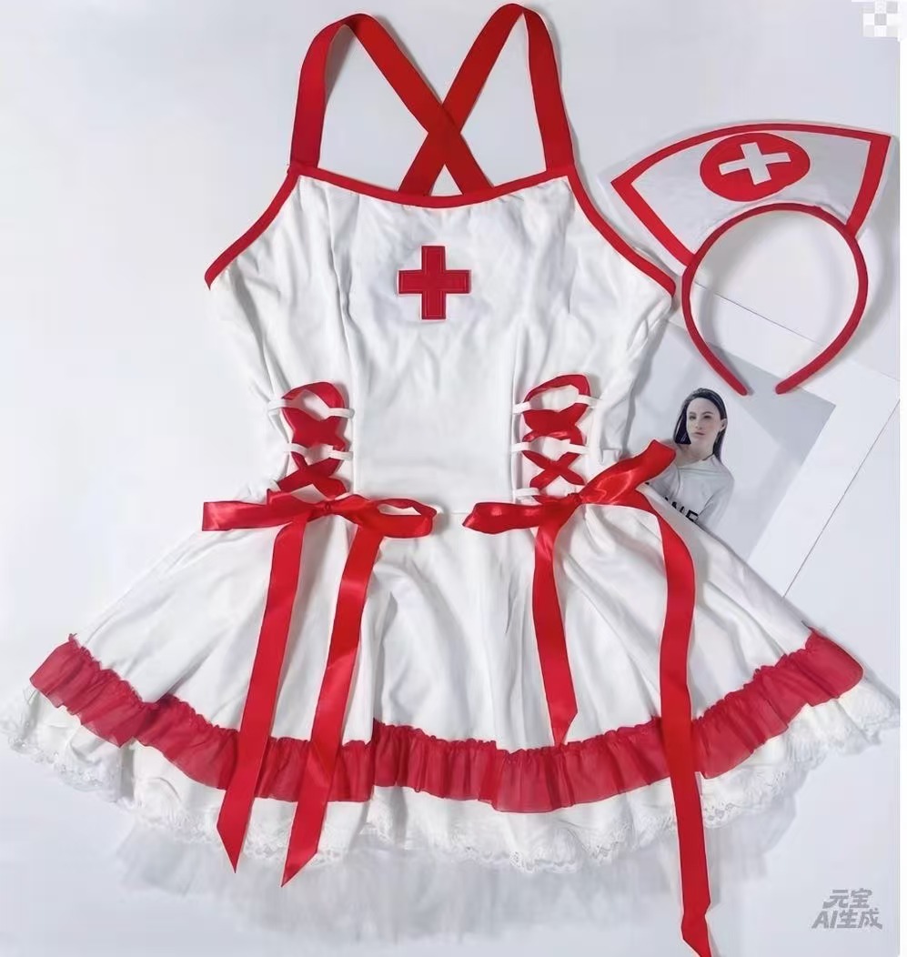 Baby Sleep Suit - Сексуальный костюм медсестры для выступлений, красное